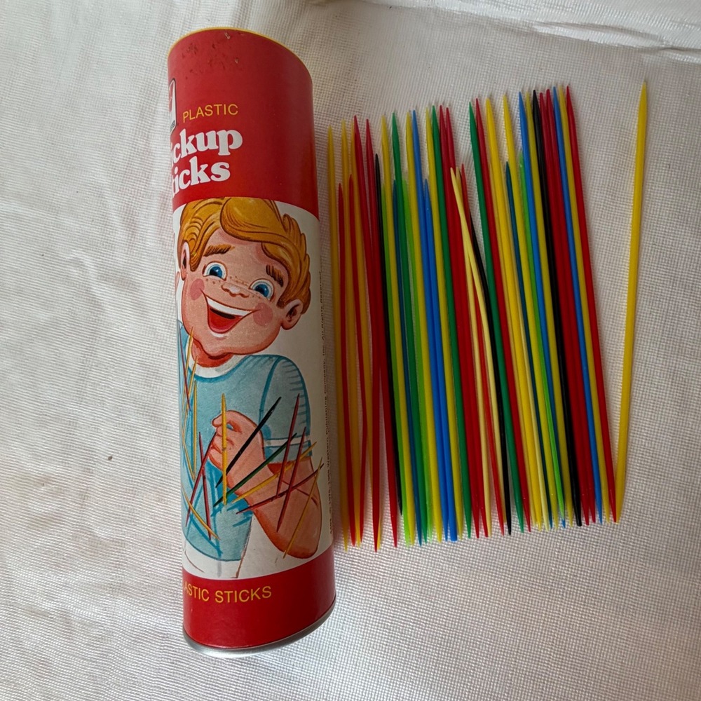 Vintage Lawson Kids Plastic Pickup Sticks Game Original Tube 31 Sticks 10-Adult